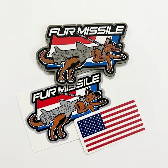 Fur Missile K9 Morale Patch & Decal Bundle, 3-Piece