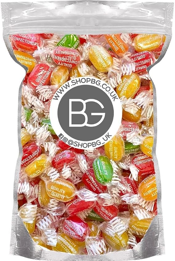 BG 500g Fruit Sherbets Hardboiled Wrapped Old Fashioned Sweet Shop Candies Retro Pick & Mix Sweets - Boiled Sweets Sherbet Fruits 500g