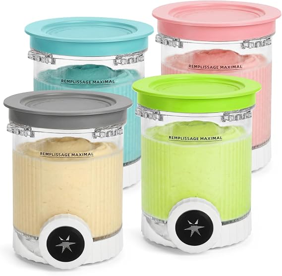 GKXLH Ice Cream Tubs with Lids, Fit Ninja Swirl NC700/NC701 Series (4 Pack)