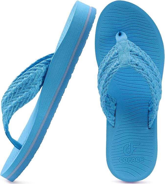 COFACE Womens Orthopedic Flip Flops Comfortable Orthotic Sandals Cushion Recovery Plantar Fasciitis Walking Slip On Ladies Flip Flops for Woman Size 3-9