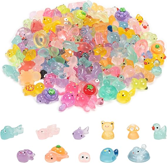 150 PCS Resin Animals, Luminous Mini Resin Animals Mixed, Glow in the Dark