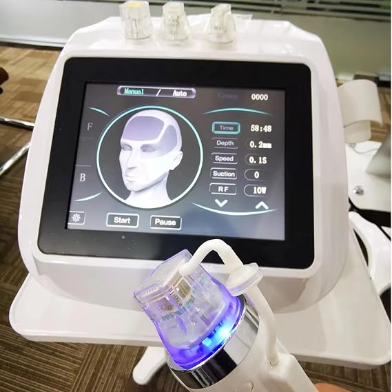 Professional Fractional RF Microneedling Machine with 4 Heads & 2 Handles for Face & Body: Anti-Aging Wrinkle Removal,Skin Tightening,Acne & Stretch Mark Treatment