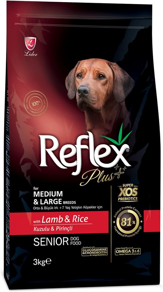 Reflex Plus Büyük Orta Irk Kuzulu Yaşlı Köpek Maması 3 kg