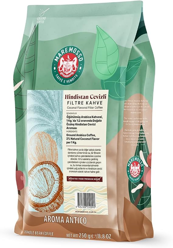 Hindistan Cevizi Aromalı Öğütülmüş Filtre Kahve 250 Gr.