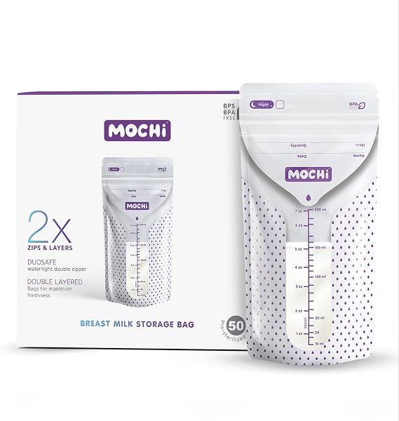 MOCHi Anne Sütü Saklama Poşeti (50'li), Beyaz/Mor