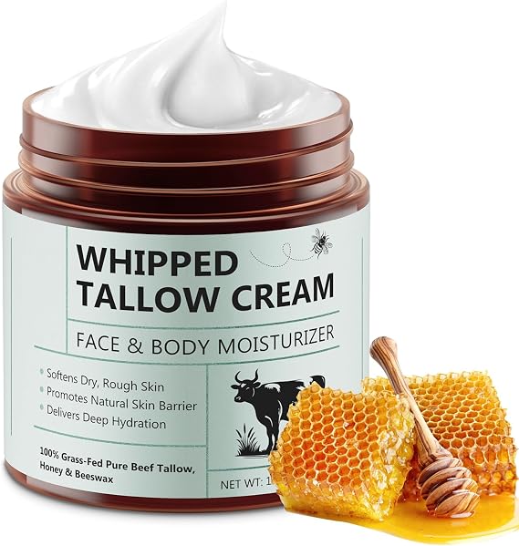 Beef Tallow Beef Tallow Cow Tallow Beef Moisturizer Beef Tallow Honey Balm - Tallow Skin Cream,Deep Nourishes Face and Body 120g