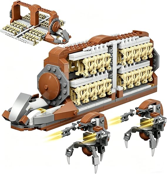 Space Combat Clone Soldier Series | Attack Carrier with 32 Clone Soldiers and 2 Droid Robots | Scalable Interactive Transport Ship (32 Clone Soldiers and 2 Droid Robots)