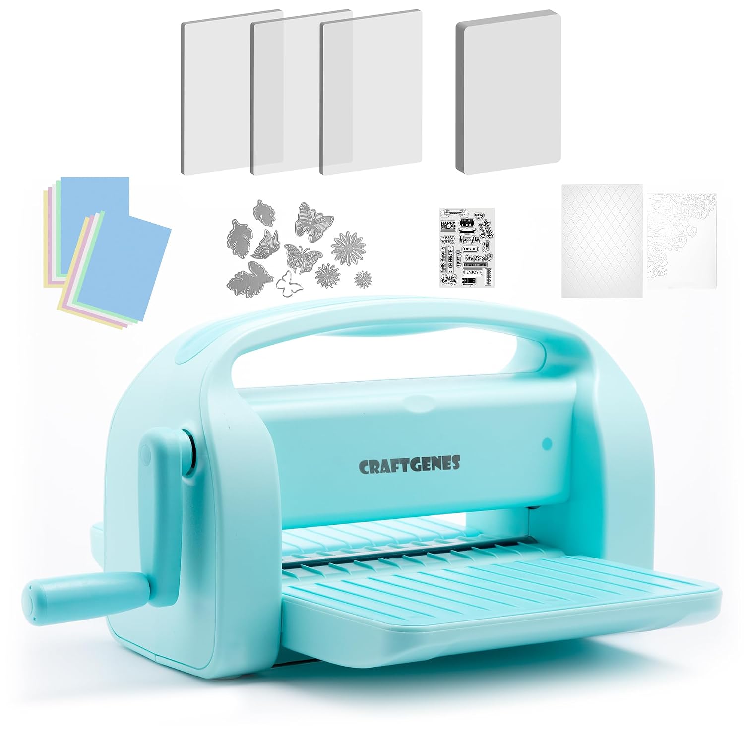 9 Inch Manual Die Cutting & Embossing Machine for Card Making, Scrapbooking, Crafting - Includes A4 Die Cuts, Embossing Folders & Plates