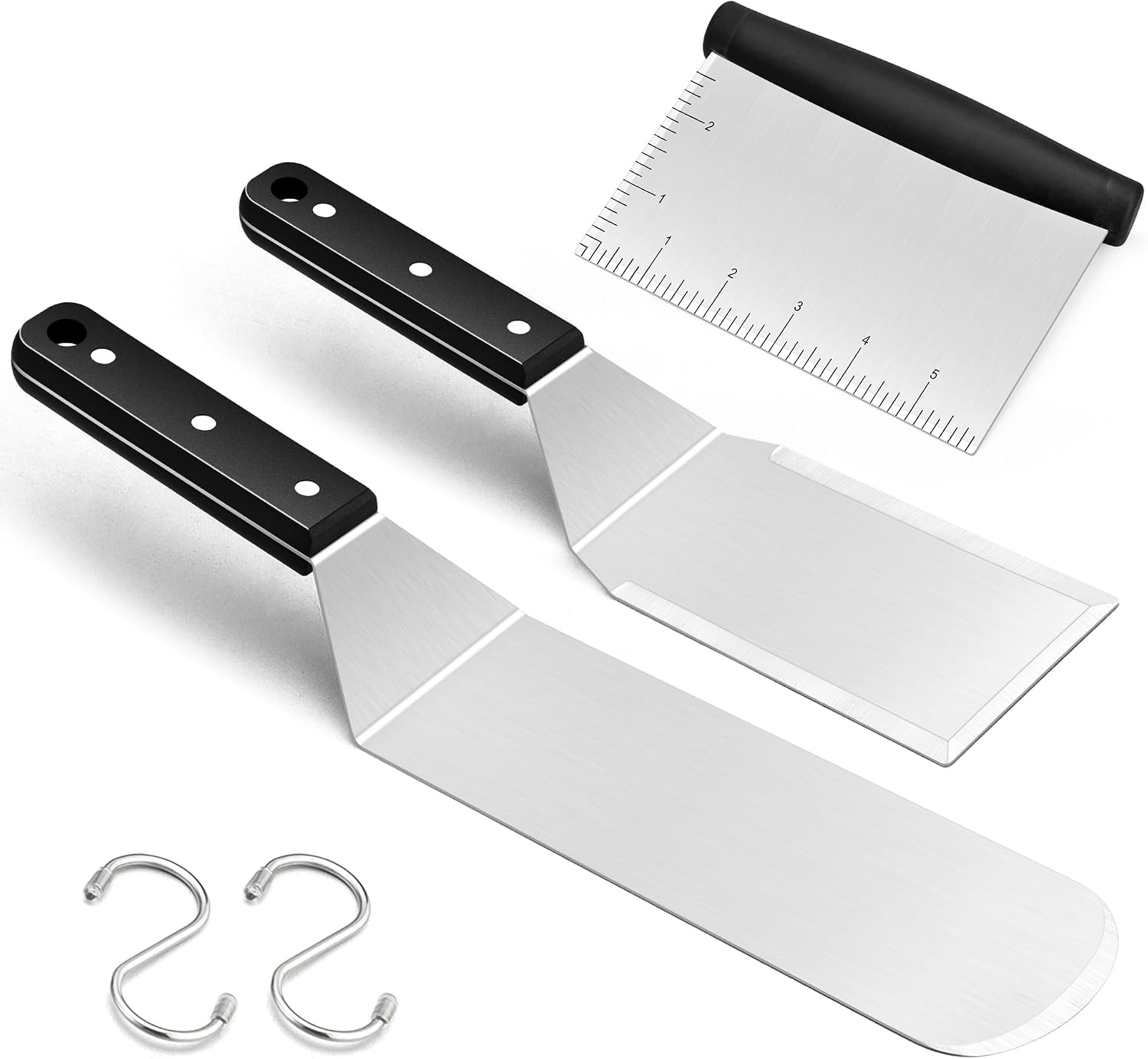 Joyfair Griddle Spatula, Stainless Steel BBQ Spatula Set of 3, Burger TurnerGriddle AccessoriesPancake Flipper Great for Cast Iron BBQ Grill Flat Top, Commercial Grade & Dishwasher Safe