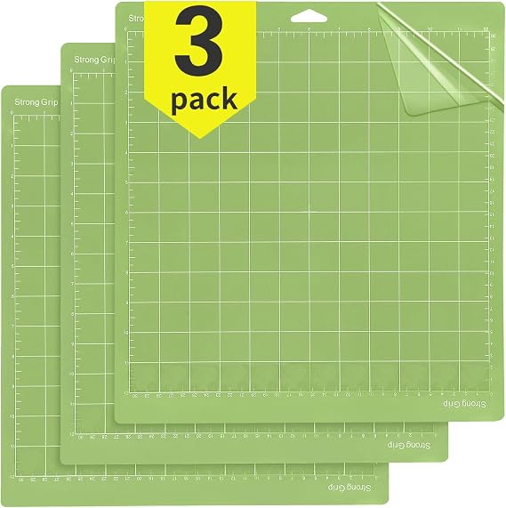 OSDUE Grip Cutting Mat, 3 Pieces 12" x 12" Lightweight Grip Mat, Standard Mats, Multicolor Non-Slip Durable, Flexible, for Sewing Quilting Arts Projects