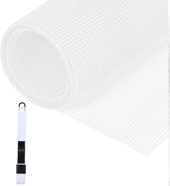 Fiberglass Fly Screen Mesh 150x300cm, Window Insect Net with Brush, White
