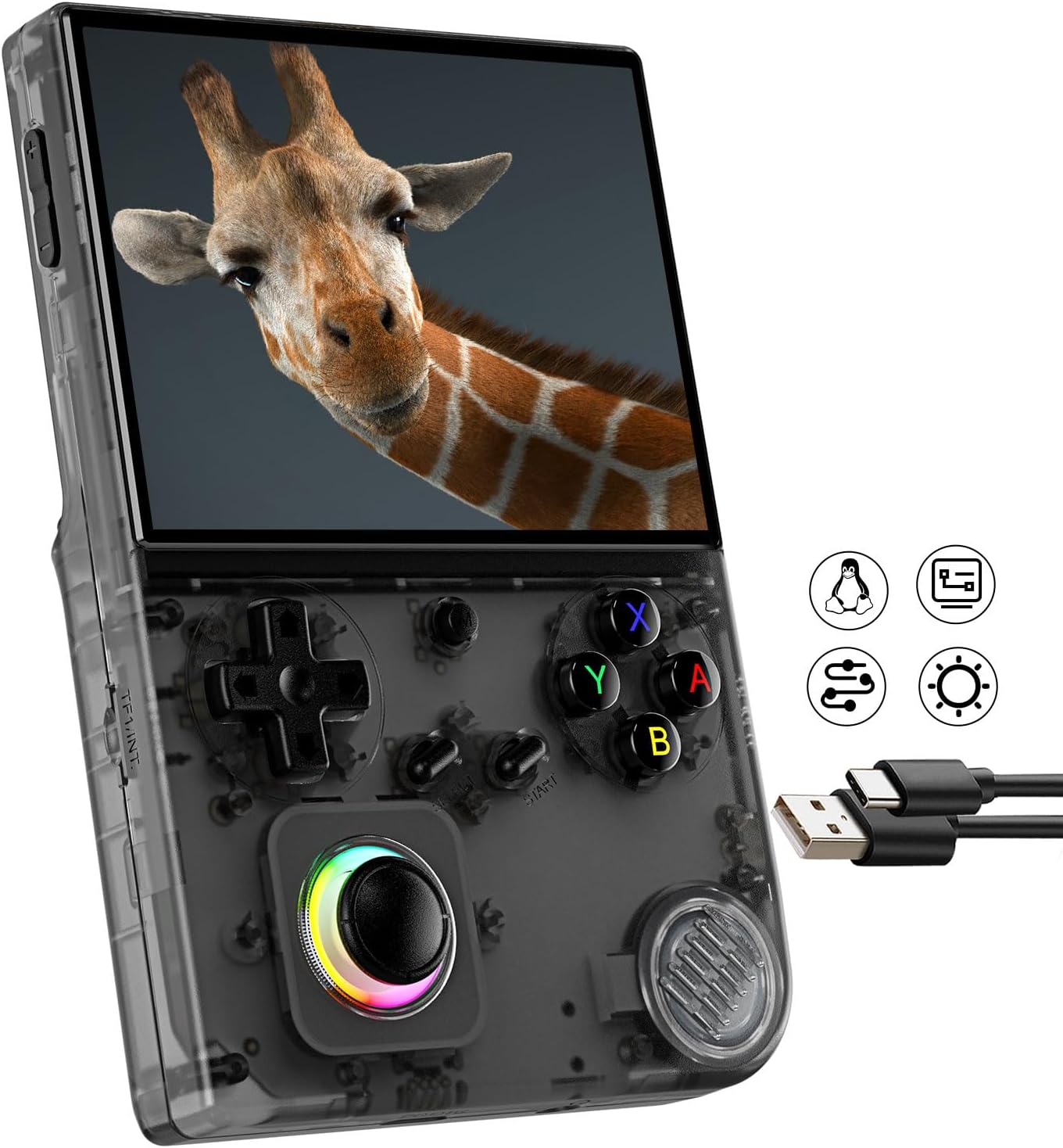 Anbernic RG40XXV Portable Game Machine Linux System 4 Inch IPS Full Screen WiFi Online Battle HD Function with Bluetooth 16 Million Colors RGB Lighting Effect White RG40XXV Black