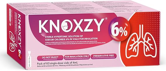 KNOXZY Hypertonic Saline Inhalation Solution 6%. Inhalation Solution for Adults & Children. Box Contains 60 Single dose vials of 4ml.