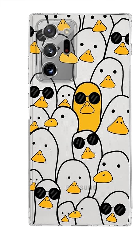 PrintiFy Samsung Galaxy Note 20 Ultra Kamera Korumalı Kapak Duck Tasarımlı Şeffaf Kılıf