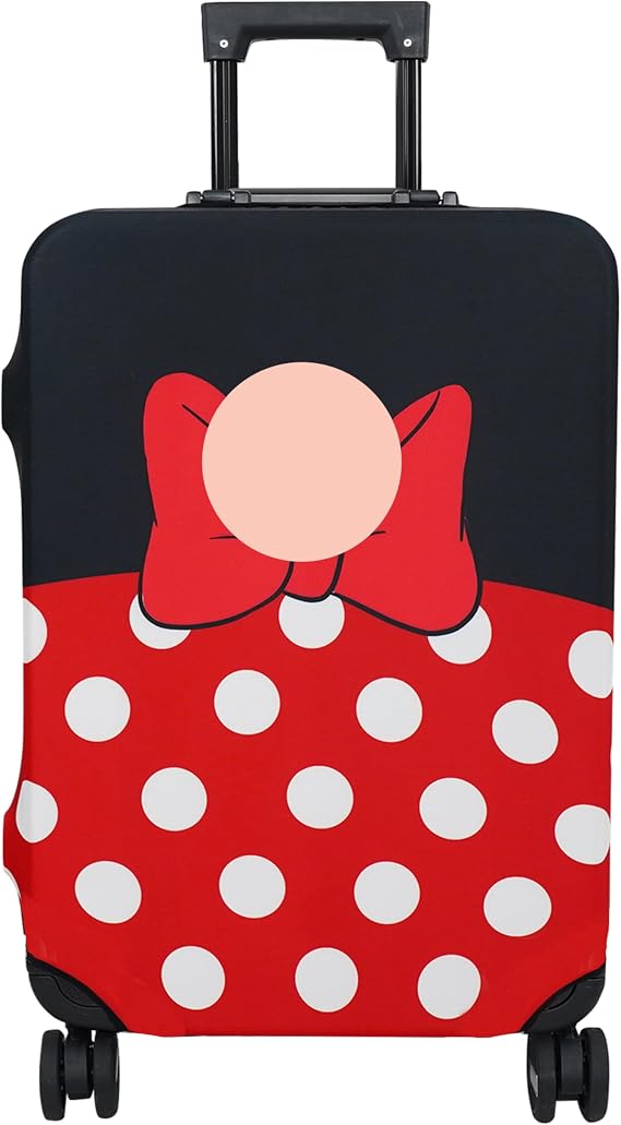 Luggage Cover Approved Travel Suitcase Protector Cute Dots Bow Elastic Washable Baggage Covers for 18-20 inch Luggage(L)