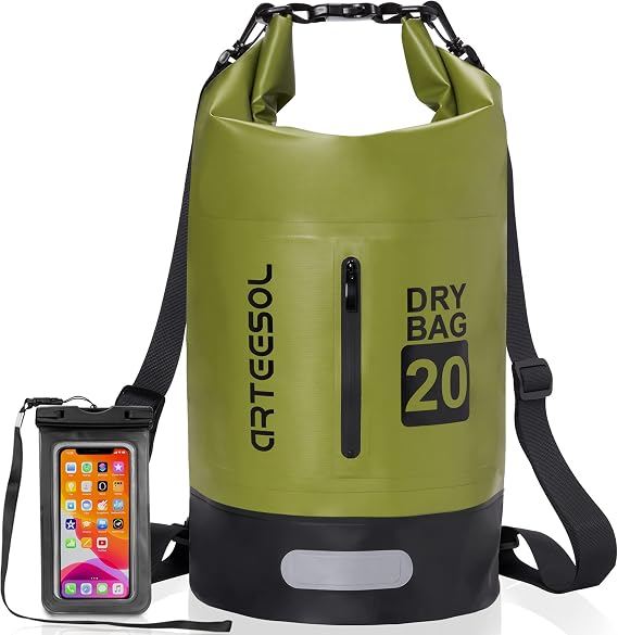 Dry Bag 30L Waterproof Bag with Phone Pouch Double Shoulder Strap Backpack for Travelling Fishing Cycling Kayaking Swimming Boating Beach