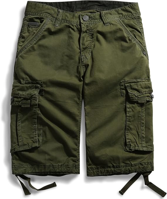 Mens Cargo Shorts Cotton Combat Shorts with Multi Pockets