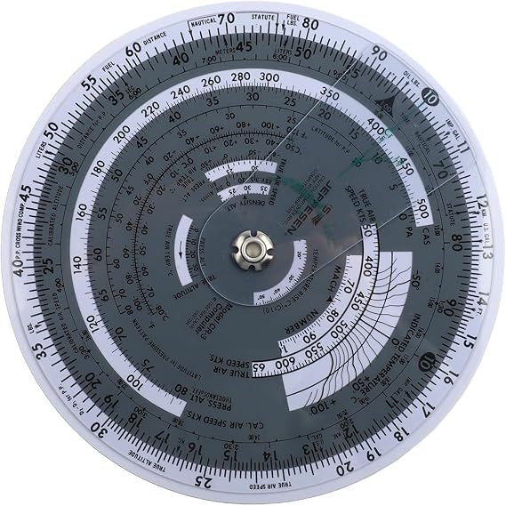1 Pack E6B-R Flight Computer Aviation Plotter Slide Rule for Flight Training Navigation, Plastic Material with Built-in Scale, Solves Fuel Calculations(E6B-R)