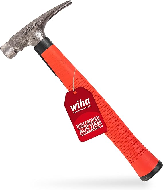 Wiha Electrician's Hammer (42071) Electrician Tool for Electrical Work Flat Claws for Removing Nail Clamps Flat Bottom of Hammer Handle for Placing Cables and Dowels