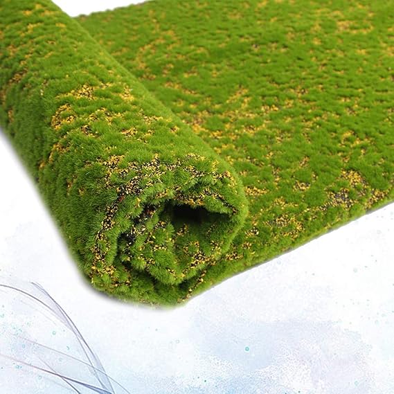 LIOOBO Artificial Moss Decorative Green Mat Plant Wall Panel Grass Fake Rug Panels Indoor Pots Balls Faux Bar Artifical Strip Carpet Decor Realistic Plants Patio Pearl Cotton Base Turf Lawn DIY