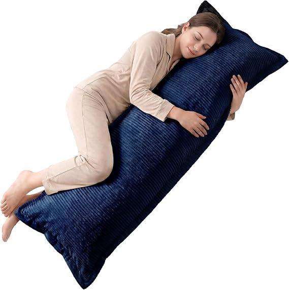 MIDDLE ONE 抱き枕 1点 メモリーフォーム 抱き枕 大人用 睡眠用 ベッド用ロングピロー Lサイズ フルボディピロー 取り外し可能なカバー付き 20x54インチ ブルー
