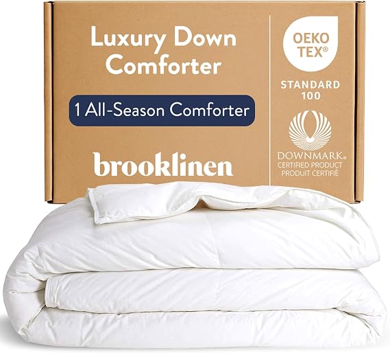 Brooklinen ダウン掛け布団 ホテル品質 暖かさ 通気性 フル/クイーン