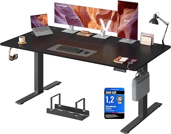 VASAGLE Height Adjustable Desk 180 x 80 cm USB-C Port