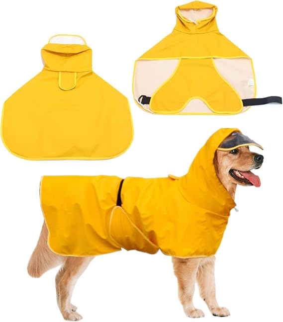 Dog Rain Cape, Yellow Waterproof Dog Jacket, Large Medium Dogs, 7XL