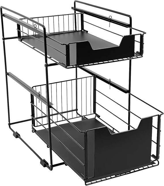 Spice Rack Kitchen 2 Tier Sliding Storage Rack Cupboard Spice Rack Kitchen Countertop Organizer Pull Out Cupboard Organiser Cabinet Shelf Rack 2-Tier Desktop Organiser Kitchen Storage & Organisation