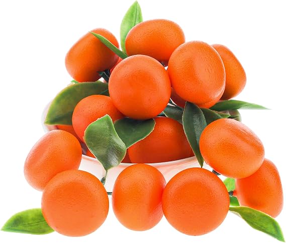 Gresorth Artificial Mini Bunch Orange Fake Citrus with Leaves 5 Clusters