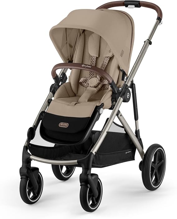 CYBEX Gold Gazelle S Stroller, from Birth to Approx. 4 Years, max. 22 kg (Single Mode) / 2X 22 kg (Duo Mode), All-in-1 System with 20+ configurations, Almond Beige