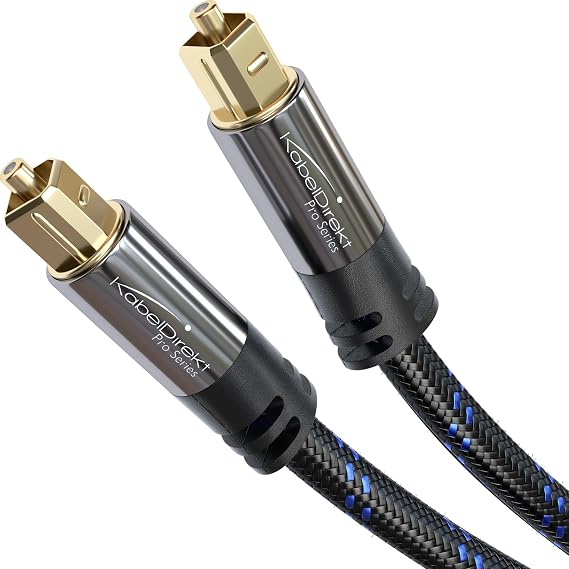 KabelDirekt – TOSLINK Cable – 0.5m, nylon – Soundbar