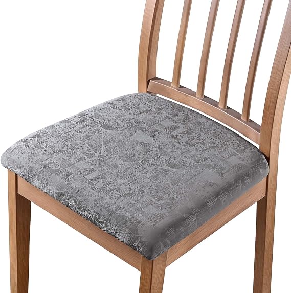Alishomtll Dining Chair Covers Set of 4 Faux Leather Chair Seat Covers PU Seat Covers Removable Chair Slipcovers with Fixing Buckle for Dining Room Kitchen Garden Office (Grey 4pcs)