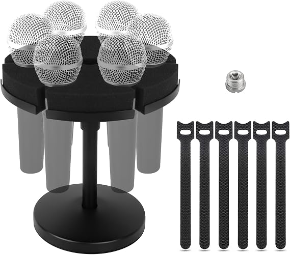 Multi 6 Microphone Holder with Stand, Desk Style