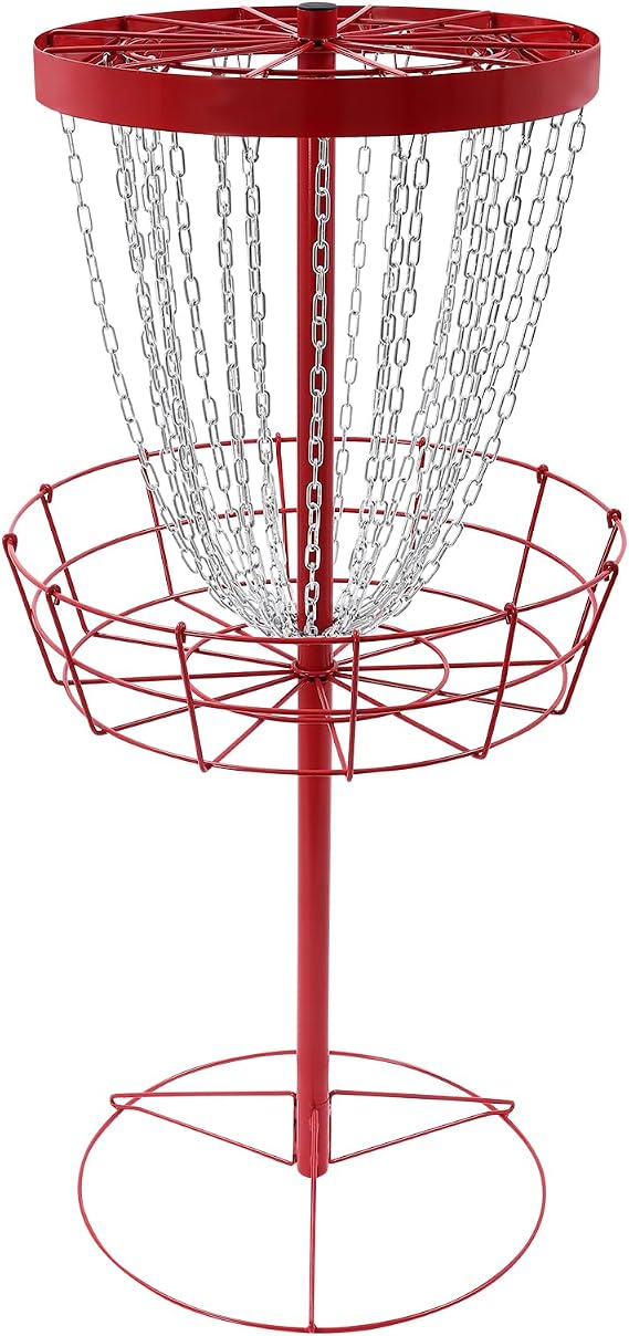 Golf Basket 24-Chain Disc 25.39in Iron Target with Wind-Resistant Base for Backyard Park Practice etc