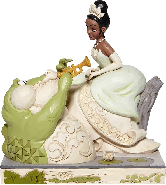 Enesco-Enesco Disney Prenses ve Kurbağa 'Bayou Güzellik' Beyaz Ormanlık Heykelcik, 19 cm (Y) x 12 cm (G) x 18,5 cm (D)