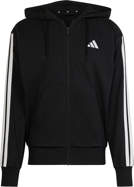adidas Men's Essential Three Stripes French Terry Fullzip Hoodie Hooded Sweatshirt
