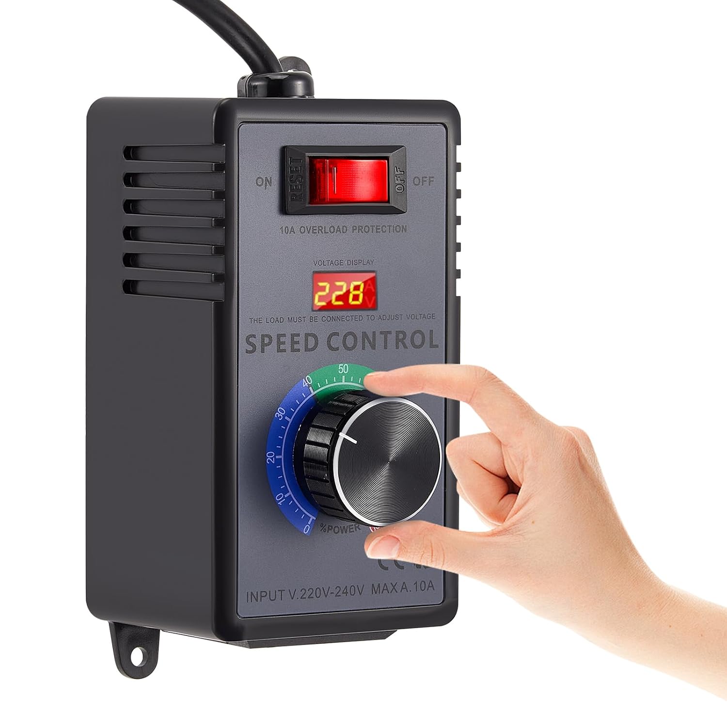 Motor Speed Controller, AC220-240V Motor Fan Speed Controller 10A Max 4000W Power Electronic Voltage Regulator, Overload Protection, 0-220VAC Speed Controller for Fans Motors Power Tools