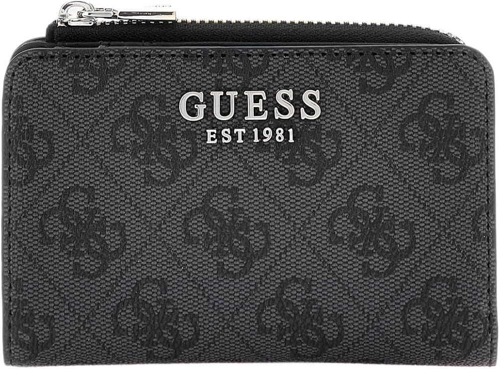 Guess Laurel Ii Women's Zip Around Card Holder Charcoal Logo One Size