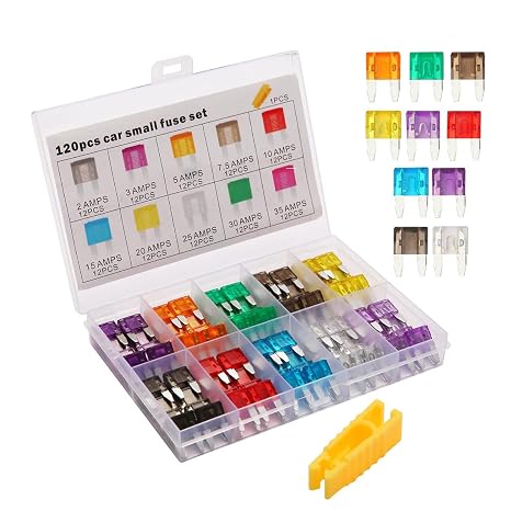 Automotive Fuses Assortment Set 120-Piece Vehicle Fuse Assortment Vehicle Parts Replacement Tools & Accessories for Mechanics Enthusiasts & Beginners with Motorcycle Compatibility