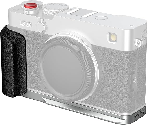 SMALLRIG X-E5 L-Shape Grip for FUJIFILM Camera, Built-in Quick Release Plate for Arca, 1/4"-20 Holes, Lightweight Ergonomic Silicone Handgrip,Shutter Button (Silver) - 5447