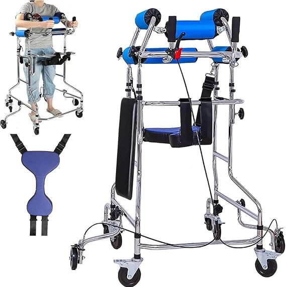 Rollator Walker for Seniors,Stroke Hemiplegia Rehabilitation Standing Frame,Adult Walker Walking Aid with Adjustable Height,for The Disabled Lower Limb Training Women's