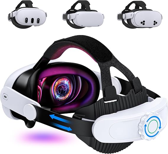 VR Head Strap Compatible With Quest 3S/Quest 3/Quest 2,Adjustable Elite Strap Replacement VR Headset Accessories Head Strap, Lightweight VR Headset Strap Enhanced Support&Comfort&Reduce Pressure