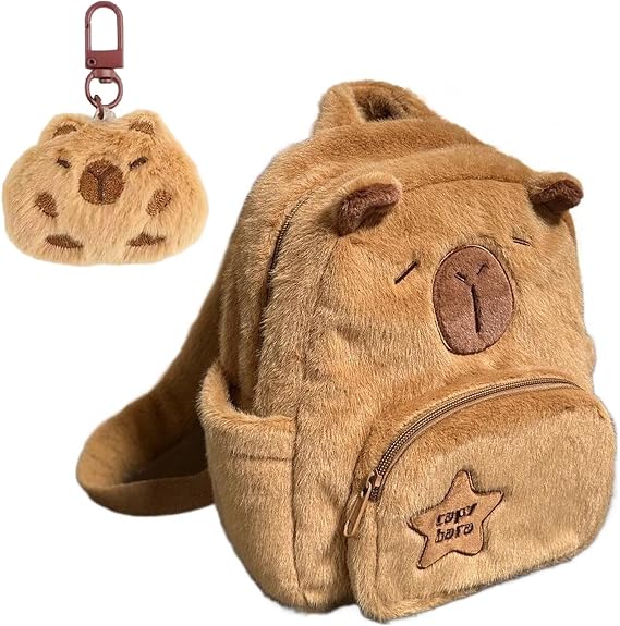 Capybara Bag, Cute Capybara Backpack, School Backpack with Capybara Keychain, Lightweight and Durable, Perfect for School, Travel, and Daily Use