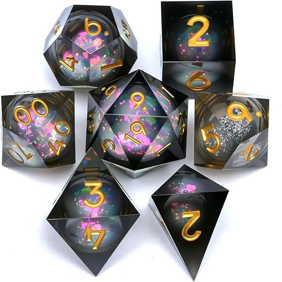 ダンジョンズアンドドラゴンズ 液体コアダイスセット D&d、多面体dnd 樹脂ダイスセット、ロールプレイングダイスに使用 マジックパスファインダーゲーム Dnd ダイスセット7個