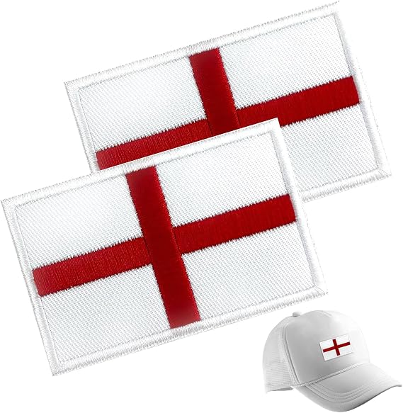 2Pcs St George England Flag Patch,Embroidered Sew on Patch,8x5cm