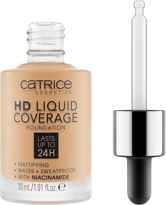 Catrice HD Liquid Coverage Foundation, #035, Nude, Long-Lasting, Matte, for Problem Skin, Vegan, Oil-Free, Water Resistant, Alcohol Free, 1 Count (1 fl oz)