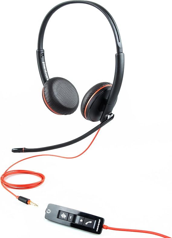 Bundle Plantronics® (Poly) Blackwire 3225 USB-A Kulaklık, Kulak Üstü Mono Kulaklık Kablolu, PC, Mac, Tablet ile Uyumlu, Tip-C 4 Bağlantı Noktalı Hub ile birlikte gelir