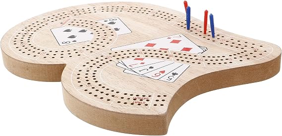 Wooden Cribbage Board Game Set Number-shaped Dual Player
