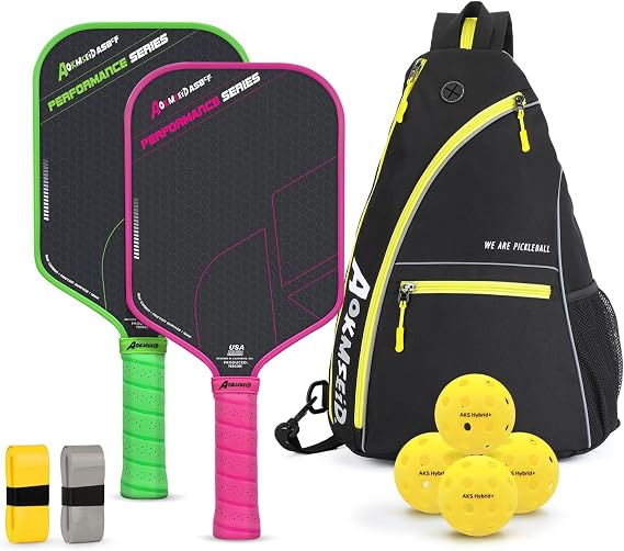 AKS Pickleball Paddle Set of 2 Pickleball Paddles with T700 Raw Carbon Fiber Surface & 16mm Power Polymer Core, Premium Pickle Ball Racket Designed for Ultimate Spin & Consistency - USAPA Approved